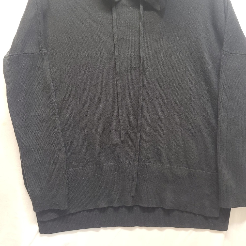 Gap Body Womens Large Black Hoodie Sweater Relaxed Fit High-Low Hem Mixed Knits - Picture 5 of 15